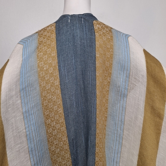 World Market "NEW" Multicolor Linen Blend Coastal Bohemian Poncho One Size - Picture 7 of 13